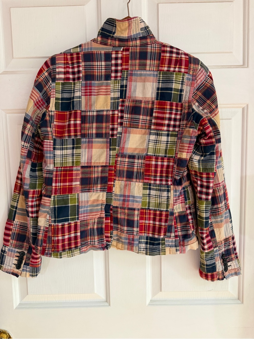 Vintage J. Crew Patchwork Plaid Blazer in Red, Navy & Green - Picture 8 of 13